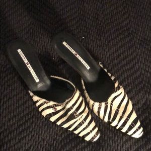 Genuine Zebra hair mules